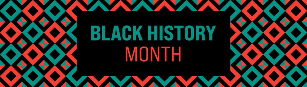 Black History Month banner with geometric pattern. Vector banner template for Black History Month