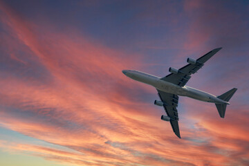 jet/airplane in the sunset