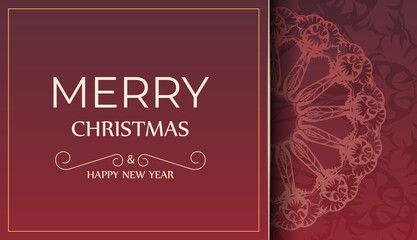 Festive Brochure Merry Christmas Red with Vintage Pattern