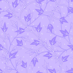 Fototapeta na wymiar Vector leaf seamless pattern modern minimal style. Simple nature leaves pastel color wallpaper. Light purple vintage background for fabric, textile or paper artwork.