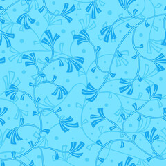 Vector leaf seamless pattern modern minimal style. Simple nature leaves pastel color wallpaper. Blue vintage background for fabric, textile or paper artwork.