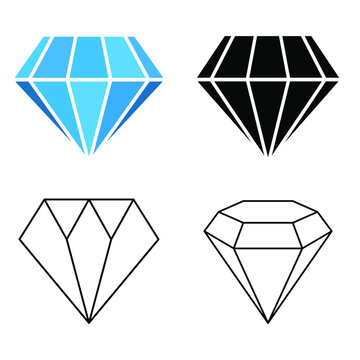 Collection of diamond icon vector png isolated on white background
