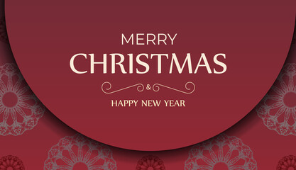 Festive Brochure Happy New Year Red color with luxury ornamentation