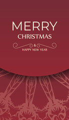 Festive Brochure Happy New Year Red color with vintage pattern