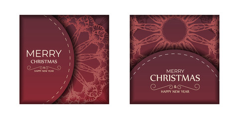 Red Color Merry Christmas and Happy New Year Holiday Flyer with Luxury Ornament