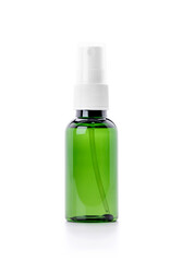 Green glass spray bottle for cosmetic or health care product design mock-up