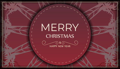 Red Color Happy New Year Holiday Flyer with Winter Pattern