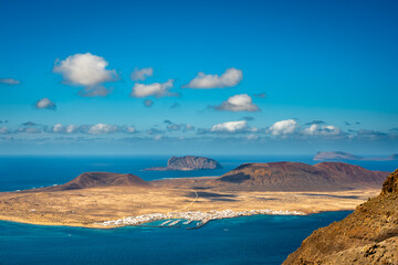 view of the graciosa island from the mirador del rio, lanzarote