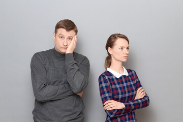 Portrait of couple after quarrel, relationship concept