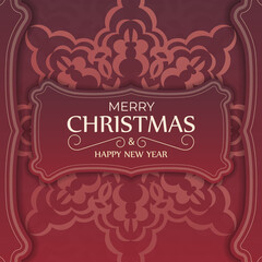 Happy New Year Greeting Card Template Red Color Abstract Pattern