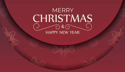 Brochure template Merry Christmas and Happy New Year Red color with luxury ornaments