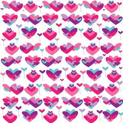 Obraz premium Fondo con corazones rosas de varios tonos.