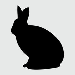 Rabbit Silhouette, Rabbit Isolated On White Background