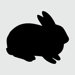 Rabbit Silhouette, Rabbit Isolated On White Background