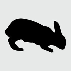 Rabbit Silhouette, Rabbit Isolated On White Background