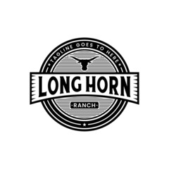 Vintage Retro Long Horm, Bull, Angus, Buffalo, Bison Stamp Farm Branch Logo design inspiration