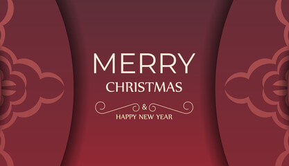 Red Color Happy New Year Brochure Template with Luxury Ornament