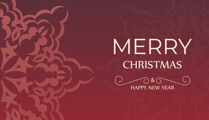 Red Color Happy New Year Brochure Template with Abstract Pattern
