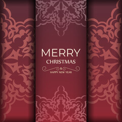 Red Color Merry Christmas Flyer Template with Winter Pattern
