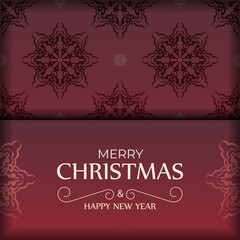 Red Color Merry Christmas Flyer Template with Winter Ornament