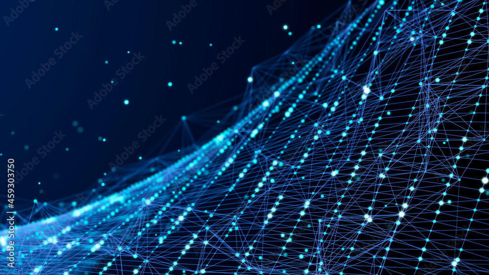 Aufkleber Technology background. Abstract digital combination dots and lines. Network connection structure. 3d Widescreen