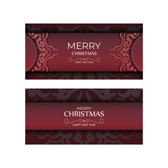 Red Color Happy New Year Flyer Template with Winter Ornament