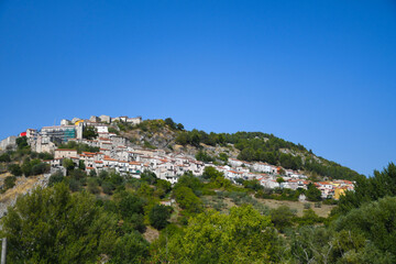 Fototapeta na wymiar Panorama of Longano, a medieval town in the Molise region, Italy.