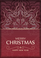 Red Color Happy New Year Flyer Template with Abstract Pattern