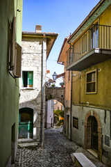 A narrow street in Longano, a medieval town of Molise region, Italy.