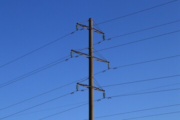 power lines on a sky