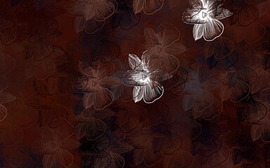 Dark Red vector natural artwork with flowers.