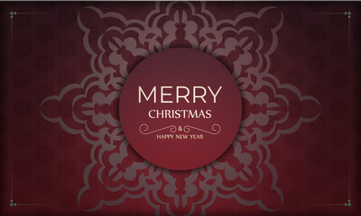 Template Greeting card Merry Christmas Red color with winter ornament