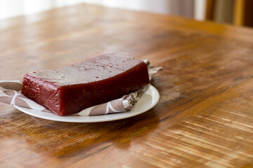 Guava paste on the dish.