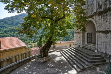 A narrow street in Longano, a medieval town of Molise region, Italy.