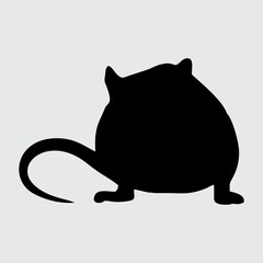 Rat Silhouette, Rat Isolated On White Background