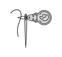 糸通しのやり方のイラスト