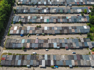 Garage above in Noviy Rozdil Ukraine aerial