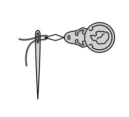 糸通しのやり方のイラスト