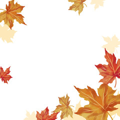 Autumn background with space for text. Leaf fall frame.  Vector illustration isolated on white background