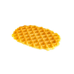 Waffles orange white and striped plate on background.