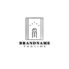 Fototapeta premium bowling cartoon logo icon design template black vector illustration