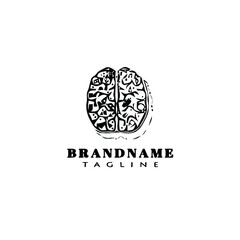 brain cartoon logo icon design template black isolated vector illustration