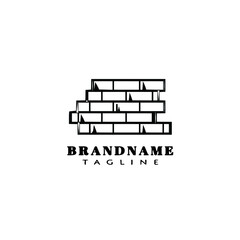 construction worker brick cartoon logo icon design template black isolated illustration
