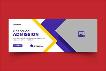 School Admission Cover and Web Banner Template, ads, banner social banner template design Back to School Social Media Cover Template
