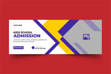 School Admission Cover and Web Banner Template, ads, banner social banner template design Back to School Social Media Cover Template