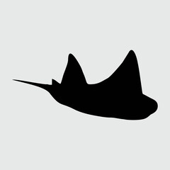 Stingray Silhouette, Stingray Isolated On White Background