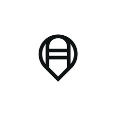 Map Place Location Mark, Letter A Logo Design with Minimalist Simple Style Pencil Template 