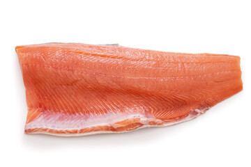 fresh raw salmon fillet isolated on white background