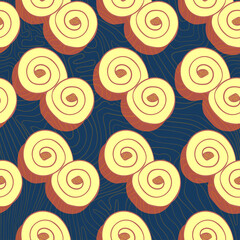 Fototapeta na wymiar Seamless pattern with Swedish Christmas pastry. Sweet saffron buns, Flat colors, easy to recolor.