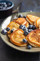 pancake berrie blueberrie breakfast fresh sweet dessert meal snack on the table copy space food background rustic